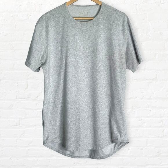 BYLT Premium Drop Cut LUX Short Sleeve T Shirt Mens L Grey Round Hem Athletic - Picture 1 of 6